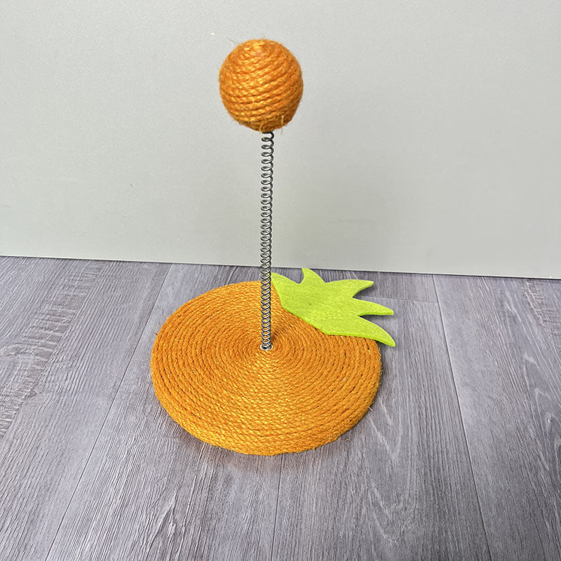 Kratzbrett für Katzen, süßem Obstmotiv Katzenkratzbrett aus robustem Sisal mit Spring Katzenball, für Spiel & Krallenpflege