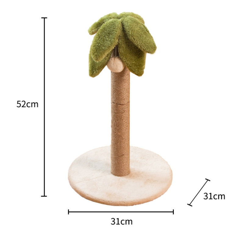 Kratzbaum für Katzen im Kokospalmen-Design, Platzsparend, mit Sisal-Kratzsäule und Spielball, Ideal für kleine Wohnungen