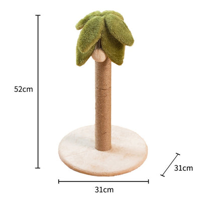 Kratzbaum für Katzen im Kokospalmen-Design, Platzsparend, mit Sisal-Kratzsäule und Spielball, Ideal für kleine Wohnungen