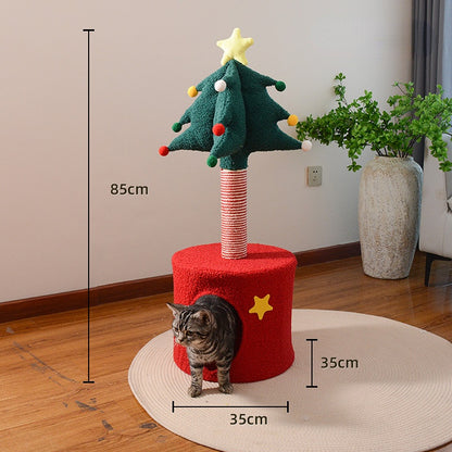 Kratzbaum Tannenbaum, Katzenhaus für Katzen zum Ausruhen, 85 cm hoher aus Plüsch & hochwertigem Sisal
