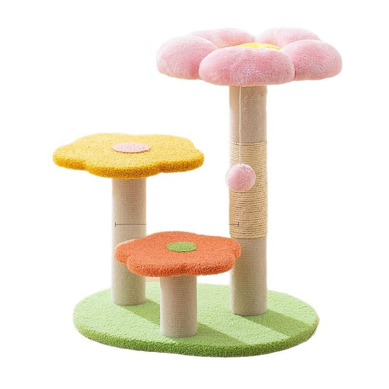 Pawsometime Kratzbaum Blume mit Sisal Kratzsäule, Plattform zum Ausruhen für Indoor-Katzen