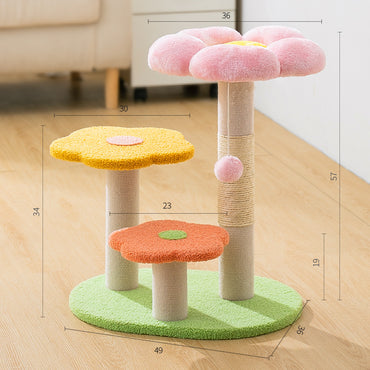 Pawsometime Kratzbaum Blume mit Sisal Kratzsäule, Plattform zum Ausruhen für Indoor-Katzen