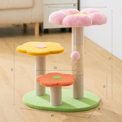 Pawsometime Kratzbaum Blume mit Sisal Kratzsäule, Plattform zum Ausruhen für Indoor-Katzen