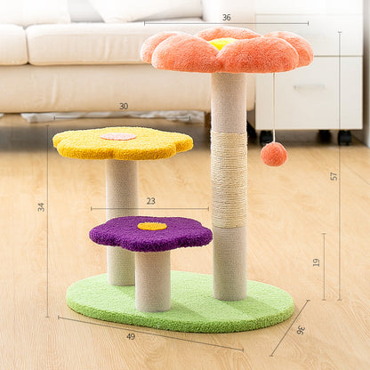 Pawsometime Kratzbaum Blume mit Sisal Kratzsäule, Plattform zum Ausruhen für Indoor-Katzen