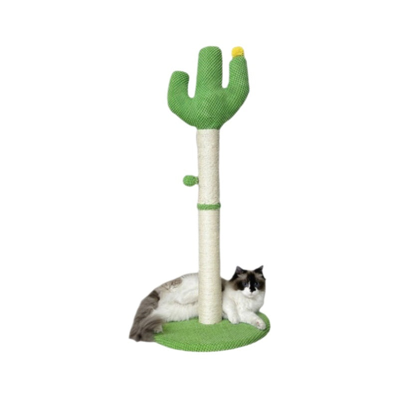 Pawsometime Kratzsäule Katze Kaktus Design mit Sisal, Grün, Hängespielzeug Ball, Stabile und sichere