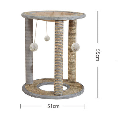 Kratzbaum Katze Klein mit 3 Stützsäulen, Einfache Montage, Verschiedene Materialien für optimalen Kratzspaß