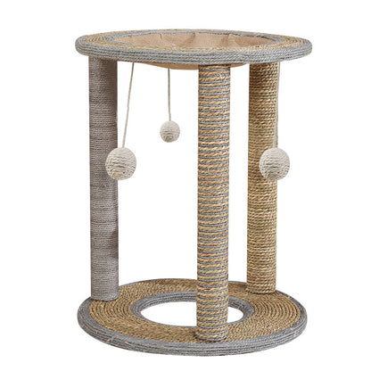 Kratzbaum Katze Klein mit 3 Stützsäulen, Einfache Montage, Verschiedene Materialien für optimalen Kratzspaß