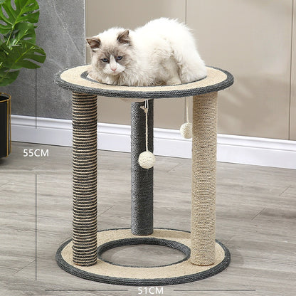 Kratzbaum Katze Klein mit 3 Stützsäulen, Einfache Montage, Verschiedene Materialien für optimalen Kratzspaß