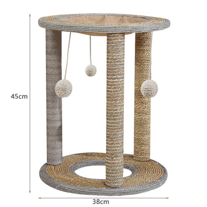Kratzbaum Katze Klein mit 3 Stützsäulen, Einfache Montage, Verschiedene Materialien für optimalen Kratzspaß