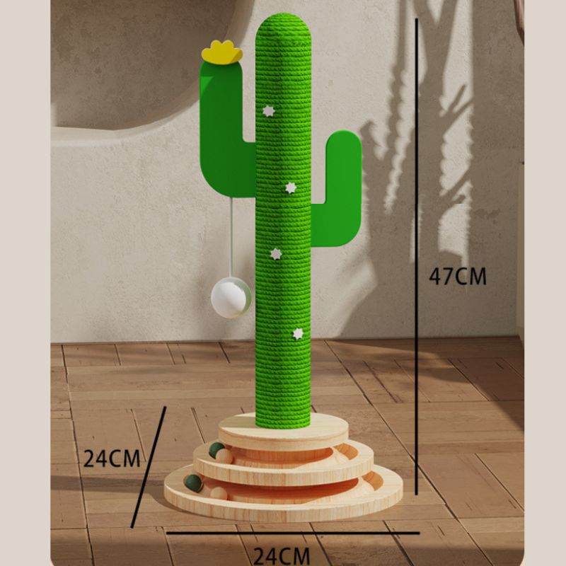Kratzbaum Katze Holz mit Laufbahn Katzenspielzeug, Cactus-Thema, verschiedene Designs wählbar, aus hochwertigem, langlebig
