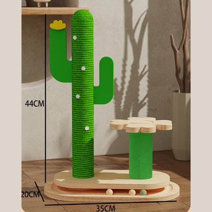 Kratzbaum Katze Holz mit Laufbahn Katzenspielzeug, Cactus-Thema, verschiedene Designs wählbar, aus hochwertigem, langlebig