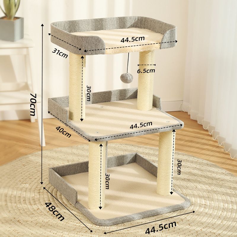 Großer Kratzbaum für Katzen, Sisal-Kratzsäule mit Spielzeugball, stabil und wackelfrei