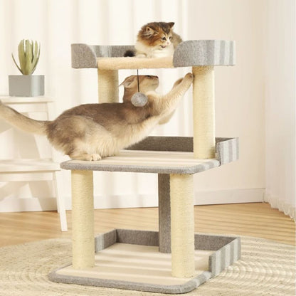 Großer Kratzbaum für Katzen, Sisal-Kratzsäule mit Spielzeugball, stabil und wackelfrei