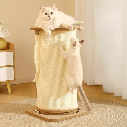 Kratzbaum groß, stabilen Sisal-Säulen Katzenbaum XL, ideal für große Katzen, Spielzeug mit Ball, sicher & langlebig