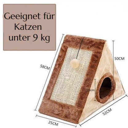 Kratzbaum Modern, Plüschmaterial Katzenbaum Dreieck, platzsparend & stylisch, zwei Größen für aktive Katzen