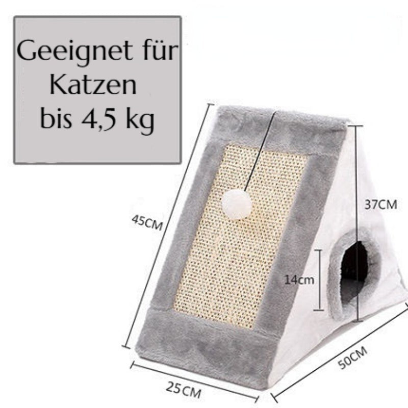 Kratzbaum Modern, Plüschmaterial Katzenbaum Dreieck, platzsparend & stylisch, zwei Größen für aktive Katzen