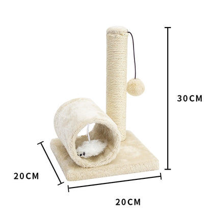 Katze Kratzstamm, kleiner Sisal Kratzbaum mit Tunnel, interaktive Spielzeug für Katzenliebhaber, Zwei Farben zur Auswahl