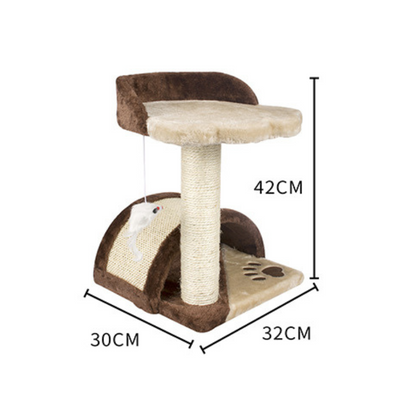 Kratzbaum klein modern mit Arched Bridge und Pfotenabdruck Plattform, Hochwertige Plüsch und Sisal Textur