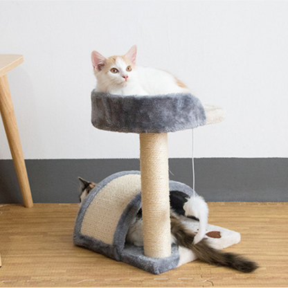 Kratzbaum klein modern mit Arched Bridge und Pfotenabdruck Plattform, Hochwertige Plüsch und Sisal Textur