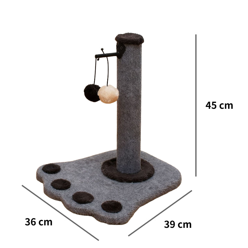 Kratzbaum Grau für Kleine Katzen, Robuster Kratzbaum mit Pfotenabdruck-Plattform