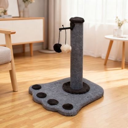 Kratzbaum Grau für Kleine Katzen, Robuster Kratzbaum mit Pfotenabdruck-Plattform