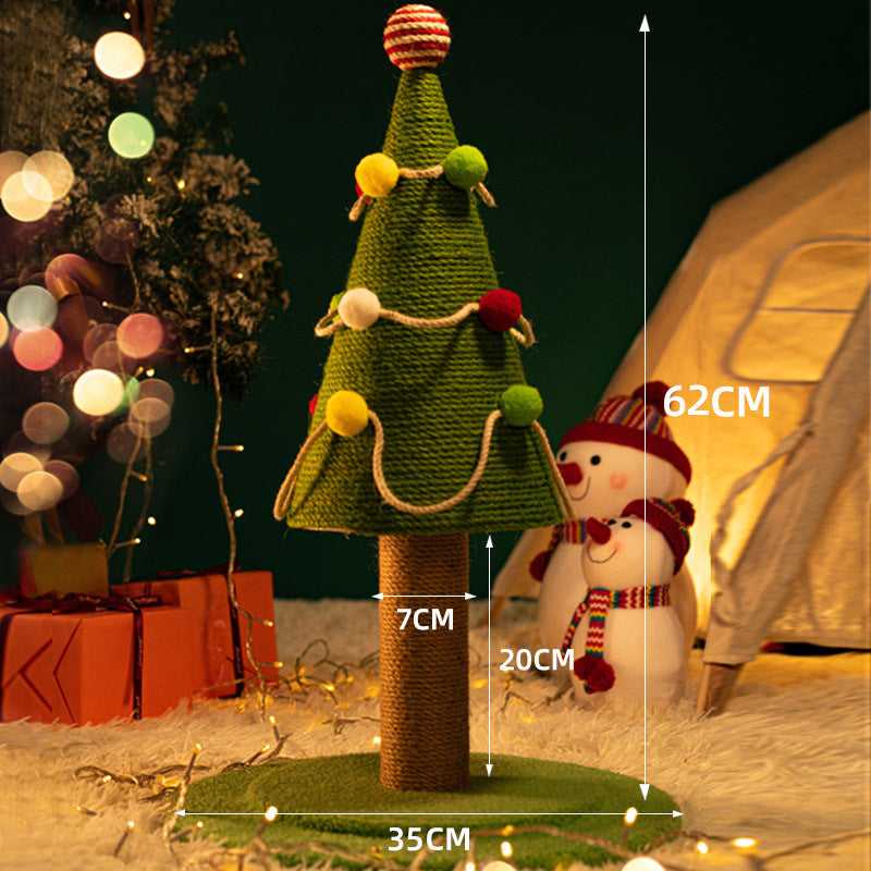 Pawsometime Kratzbaum Weihnachtsbaum, Robuster Sisal, Kratzspielzeug für Katzen, Kompakt, Platzsparend