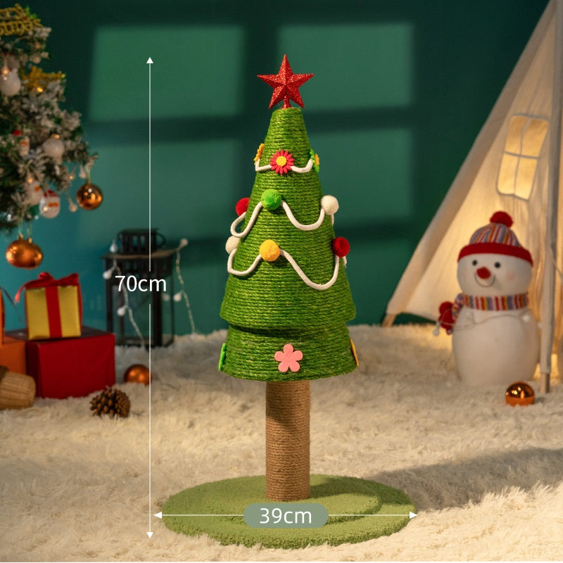 Pawsometime Kratzbaum Weihnachtsbaum, Robuster Sisal, Kratzspielzeug für Katzen, Kompakt, Platzsparend