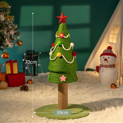 Pawsometime Kratzbaum Weihnachtsbaum, Robuster Sisal, Kratzspielzeug für Katzen, Kompakt, Platzsparend