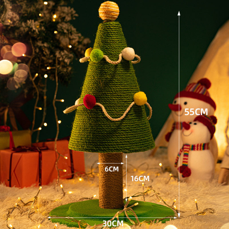 Pawsometime Kratzbaum Weihnachtsbaum, Robuster Sisal, Kratzspielzeug für Katzen, Kompakt, Platzsparend