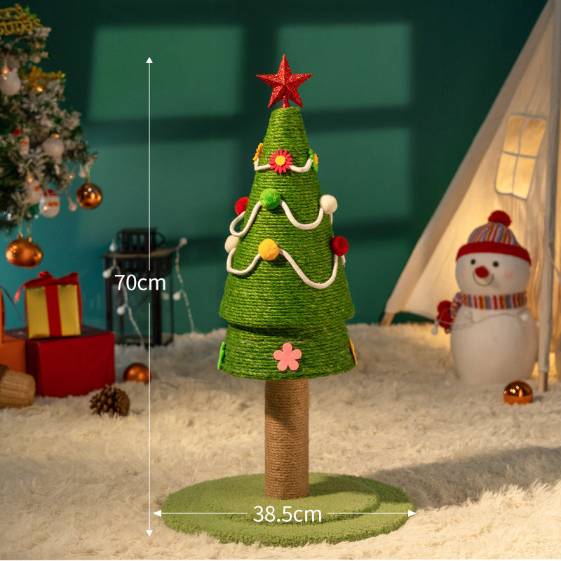 Pawsometime Kratzbaum Weihnachtsbaum, Robuster Sisal, Kratzspielzeug für Katzen, Kompakt, Platzsparend