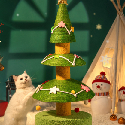 Pawsometime Kratzbaum Weihnachtsbaum, Robuster Sisal, Kratzspielzeug für Katzen, Kompakt, Platzsparend