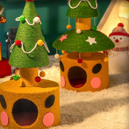 Pawsometime Kratzbaum Weihnachtsbaum, Robuster Sisal, Kratzspielzeug für Katzen, Kompakt, Platzsparend