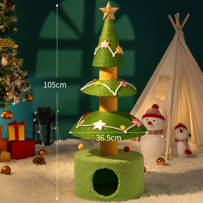 Pawsometime Kratzbaum Weihnachtsbaum, Robuster Sisal, Kratzspielzeug für Katzen, Kompakt, Platzsparend