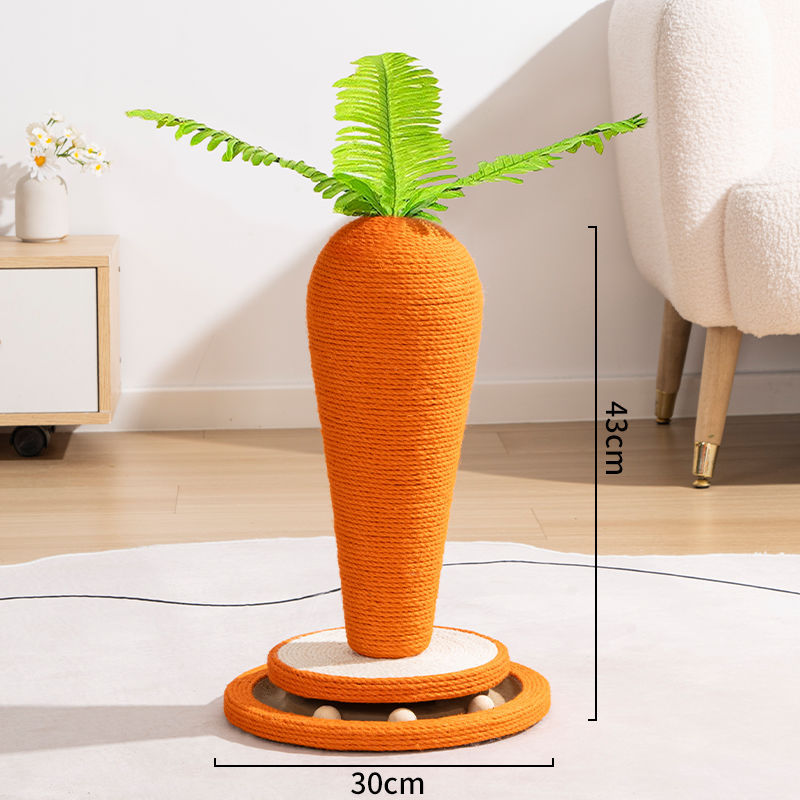 Stabil Kratzbaum für Katzen Karottenform mit eng gewickeltem Sisal, kratzfest und langlebig, ideal für Zuhause