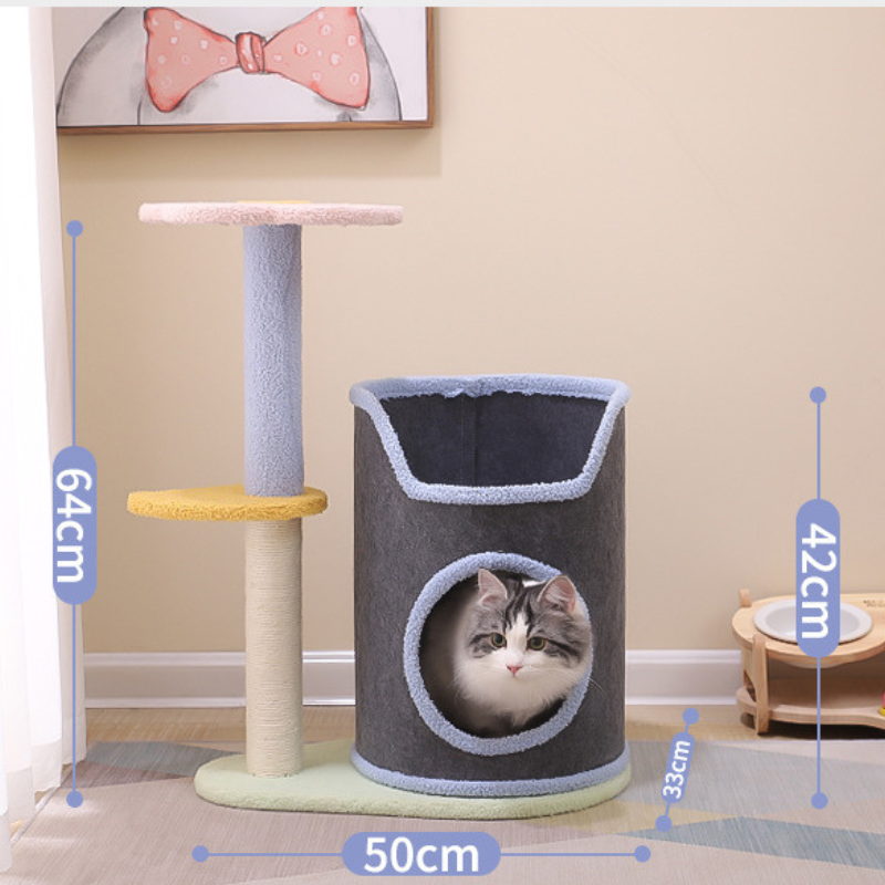 Blumen Kratzbaum mit Katzenhöhlen, Katzenkratzbaum aus Sisal, Umweltfreundlich und Sicher für Katzen, Attraktives Design