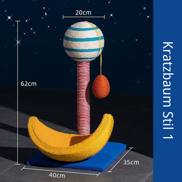 Kratzbaum mit großer Liegefläche, Sternenhimmel-Themen Kratzsäule, Multifunktional für Katzen, Bequem und Stylisch