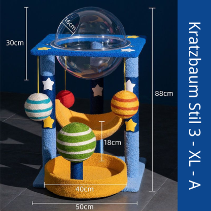 Kratzbaum mit großer Liegefläche, Sternenhimmel-Themen Kratzsäule, Multifunktional für Katzen, Bequem und Stylisch