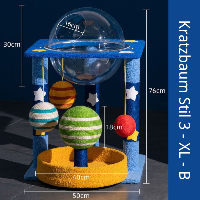 Kratzbaum mit großer Liegefläche, Sternenhimmel-Themen Kratzsäule, Multifunktional für Katzen, Bequem und Stylisch