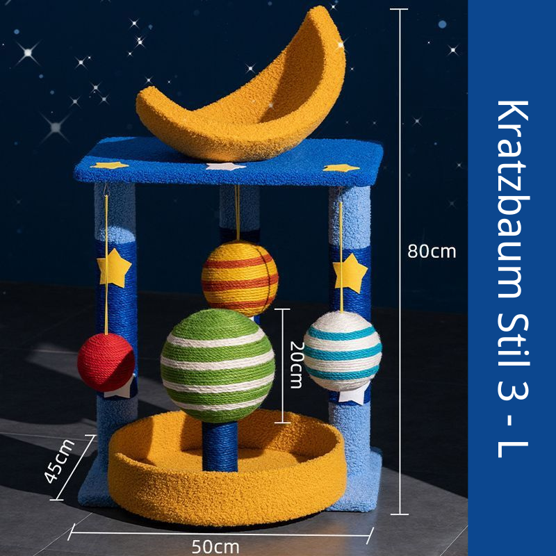 Kratzbaum mit großer Liegefläche, Sternenhimmel-Themen Kratzsäule, Multifunktional für Katzen, Bequem und Stylisch