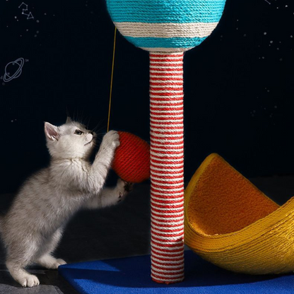 Kratzbaum mit großer Liegefläche, Sternenhimmel-Themen Kratzsäule, Multifunktional für Katzen, Bequem und Stylisch