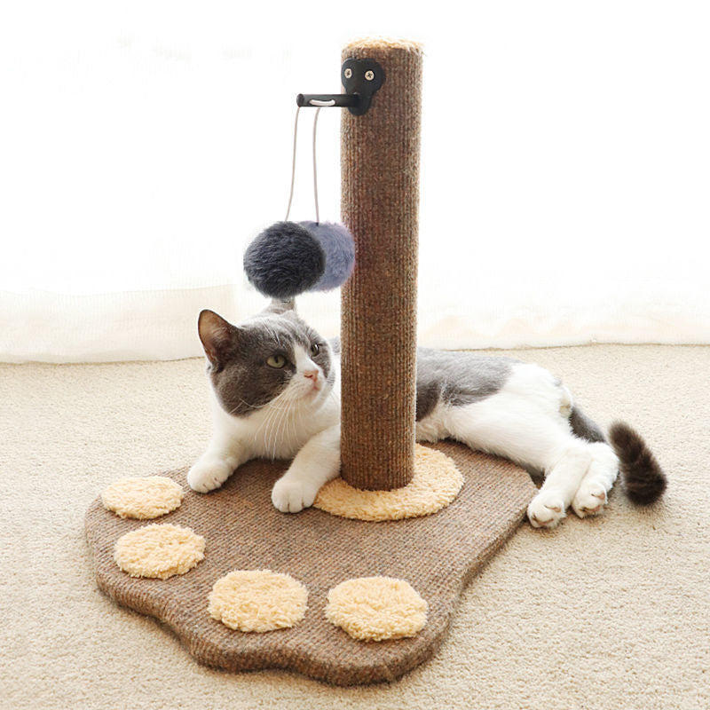 Schmale Kratzbäume mit Interaktivem Spielball, Kratzsäule in Pfotenform, Ideal zum Krallenwetzen, Katzenmöbel