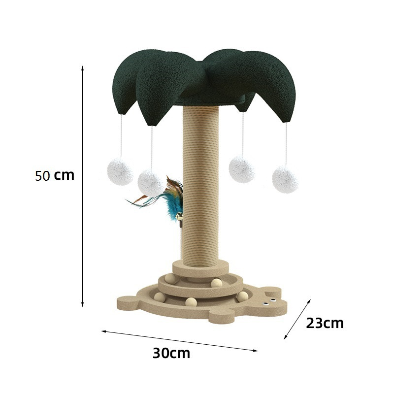 Kratzbaum Massivholz mit Interaktivem Kätzchen Drehteller, Kratzsäule für Katzen, Gesunde Krallenpflege