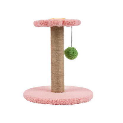 Pawsometime Katze kratzbaum, rosa Kratzstamm für kleine Katzen, stabile Basis mit blütenförmiger Plattform