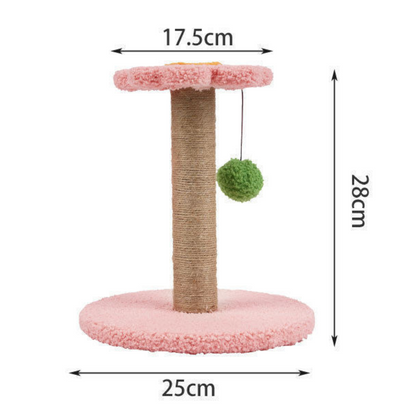 Pawsometime Katze kratzbaum, rosa Kratzstamm für kleine Katzen, stabile Basis mit blütenförmiger Plattform
