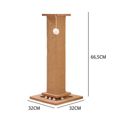 Katzen Kratzbäume groß, 66,5 cm hoch, mit interaktivem Plüschball, schützend vor Kratzschäden an Möbeln, braun