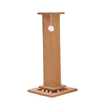 Katzen Kratzbäume groß, 66,5 cm hoch, mit interaktivem Plüschball, schützend vor Kratzschäden an Möbeln, braun