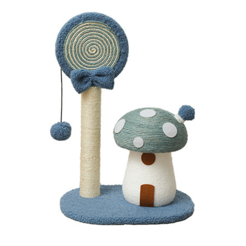 Schöner Kratzbaum, Pilzhaus Lollipop Kratzsäule, Sisal-Material, Interaktive Ball für Katzen, Drei Farben zur Auswahl