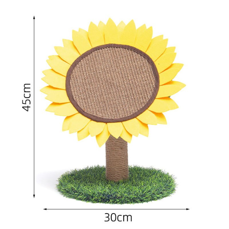 Pawsometime Kratzbaum Schön, Sisal Kratzsäule im Sonnenblumen-Design, Stabiler Standfuß, Einfache Montage