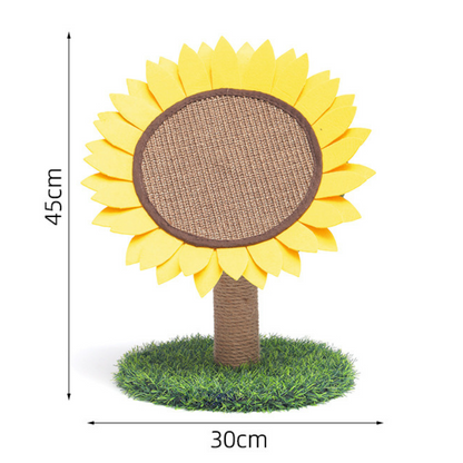 Pawsometime Kratzbaum Schön, Sisal Kratzsäule im Sonnenblumen-Design, Stabiler Standfuß, Einfache Montage