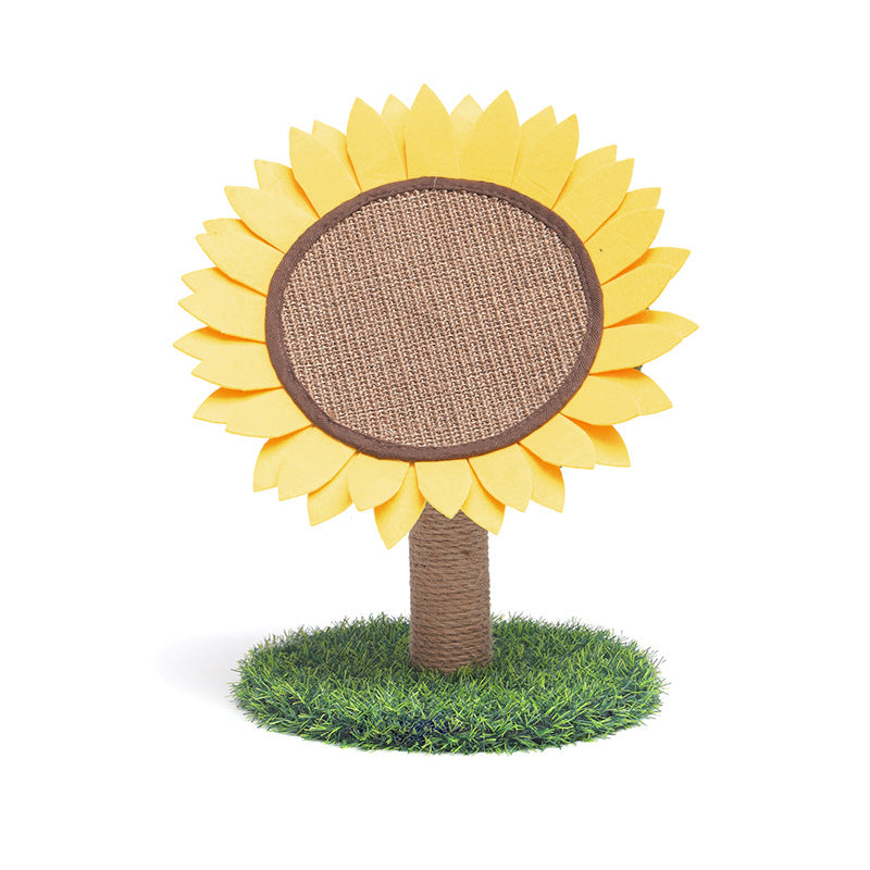 Pawsometime Kratzbaum Schön, Sisal Kratzsäule im Sonnenblumen-Design, Stabiler Standfuß, Einfache Montage